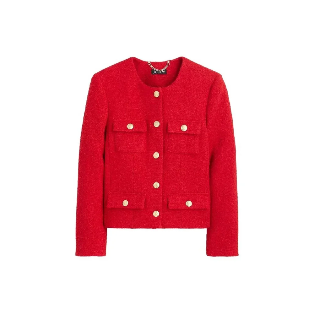 NWT J.Crew Isabelle Lady Jacket in Radiant Ruby Red Tweed 16 $248 - Picture 5 of 8
